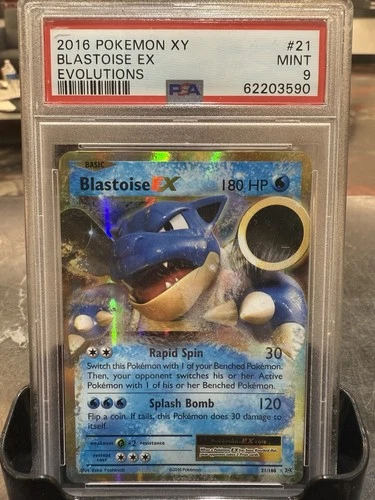Pokémon TCG XY Evolutions Blastoise EX Holo Card 21/108 Ultra Rare PSA 9
