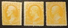 SCOTT #O4-O5, O9 UNUSED REGUM 1873 AGRICULTURE DEPT. OFFICIAL STAMPS  CV $645.00