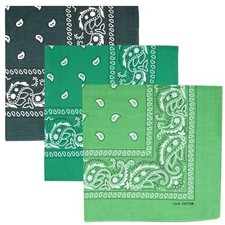 100 Cotton Large Bandanas for Men and Women, Green / Dark Green / Lime Green