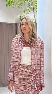 ZARA LIMITED EDITION FRINGED TEXTURED JACKET DARK PINK NEW SS26 XS-XL 2363/707 - Image 1 of 4
