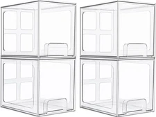Vtopmart 4 Pack Stackable Storage Drawers, 6.6''Tall Acrylic Bathroom Makeup