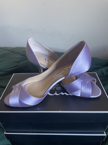 Nina Contesa Open Toe Pump Satin Formal Wedding Heel size 7W - Picture 1 of 6