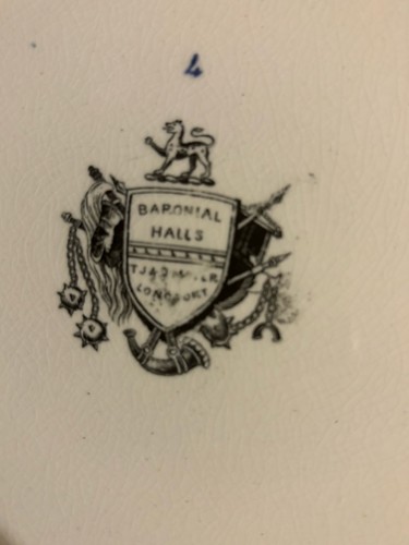 Blue & White Transferware Staffordshire Soup Plate 11” “Baronial Halls” - Picture 4 of 7