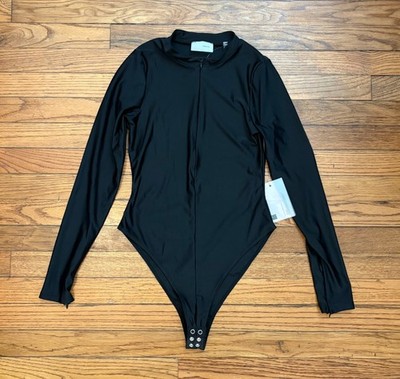 NWT VIAVIA Live Zip Detail Bodysuit Black (size: S)