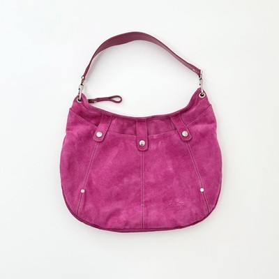バッグ Vintage Longchamp Pink Suede Hobo 2005 Longchamp Pink Suede Hobo Shoulder Bag 2005 28x40x3cm Used