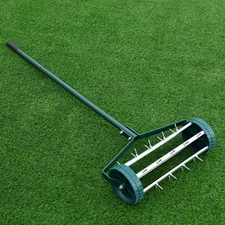 Rolling Garden Lawn Aerator Roller Home Grass Steel Handle