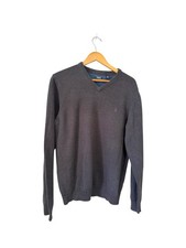 IZOD Men  s V-Neck Sweater Large Gray Cotton Blend Pullover Business Casual