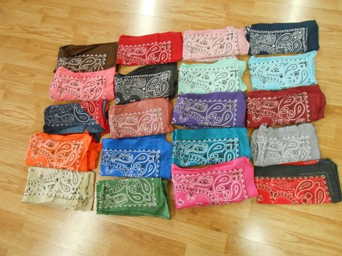 Mixed LOT of 20 Vtg Antique PAISLEY COTTON Biker Hanky KERCHIEF USA BANDANA 20"