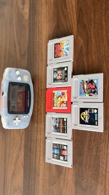 Nintendo Game Boy Advance with Pokemon Red and 7 Games Pokemon Grey (works)