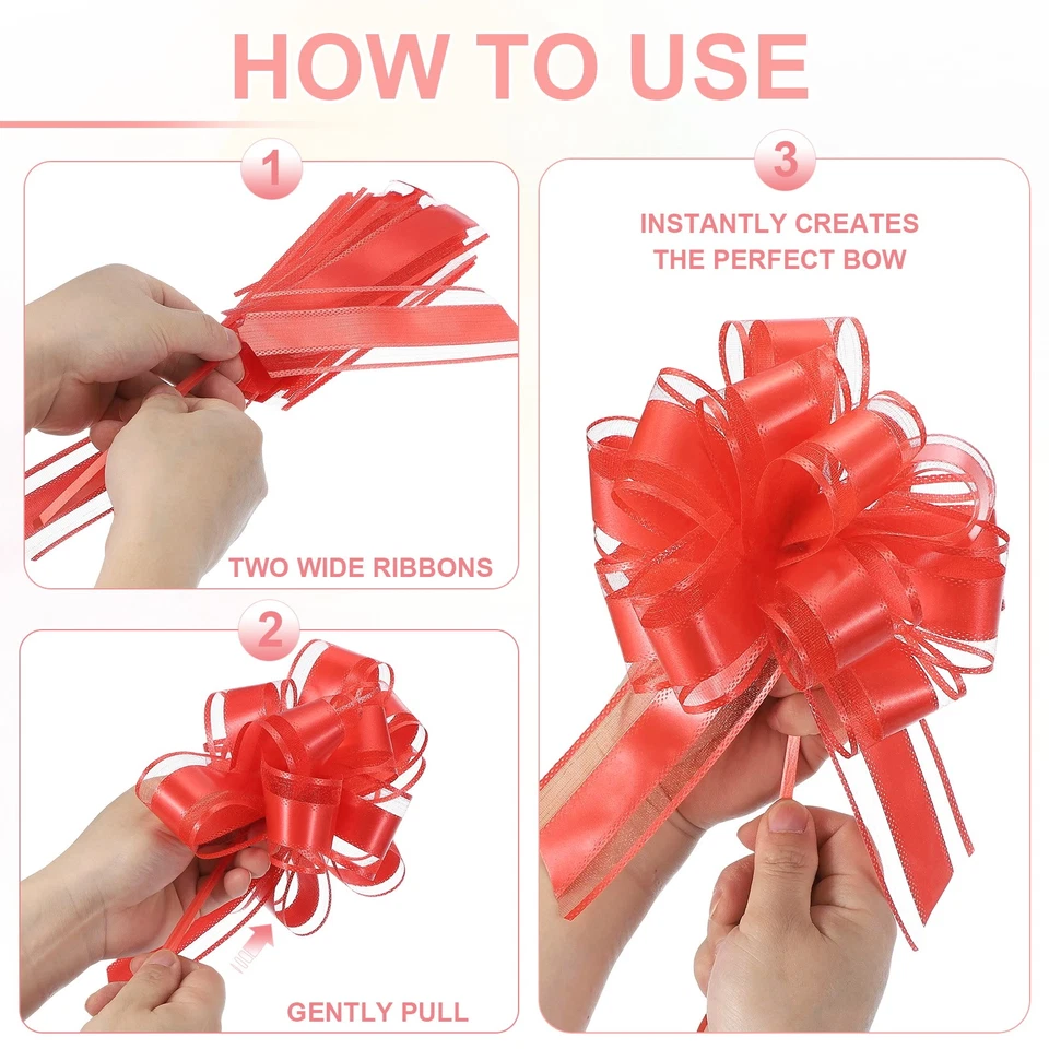 Large Gift Bow 8x6 Inch, 10 Pack  Pull Bows for Gift Wrapping, Black - Image 3 of 4