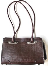 Bueno Satchel Bag Medium Brown Faux Leather Braided Western Handbag Purse