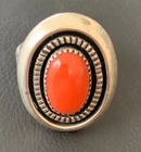 Navajo Vintage Coral & Sterling Silver Ring marked B?LN