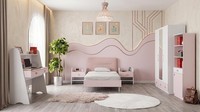 Rosa Jugendzimmer Bett Kleiderschrank Nachttische Schreibtisch BüCherregal