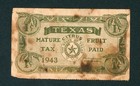 $1 1943 TEXAS Mature Citrus Fruit Tax  Paid  ** PAPER CURRENCY — photo 1