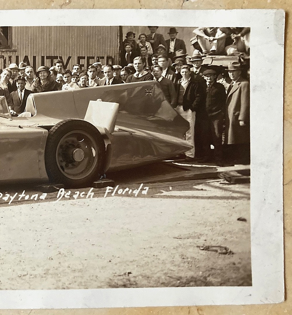 RARE! MODERNIST LAND SPEED RECORD "BLUE BIRD" CAR DAYTONA BCH. MAR 7, 1935 PHOTO