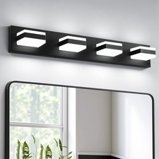 Bathroom Lighting Fixtures Over Mirror, 4 Light Black Vanity Light Matte Black