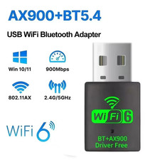 USB AX900 Wifi 6 2In1 Bluetooth 5.4 Adapter 2.4Ghz/5Ghz Dual Band Wifi Network W