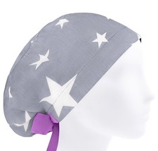 Scrub hat, gray cotton scrub cap, scrub hats for women, surgery caps stars