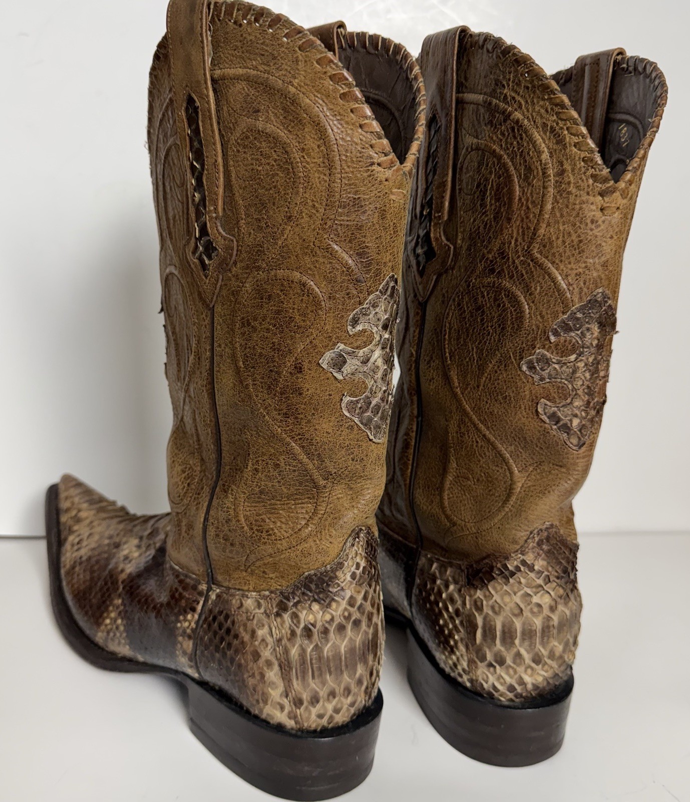 Genuine Python Snake Skin And Leather Cowboy Boot… - image 8
