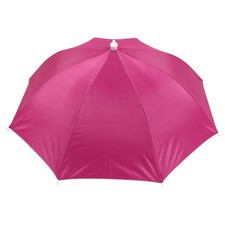 Golf Camping Hands Free Fuchsia Polyester Umbrella Hat Cap Headwear