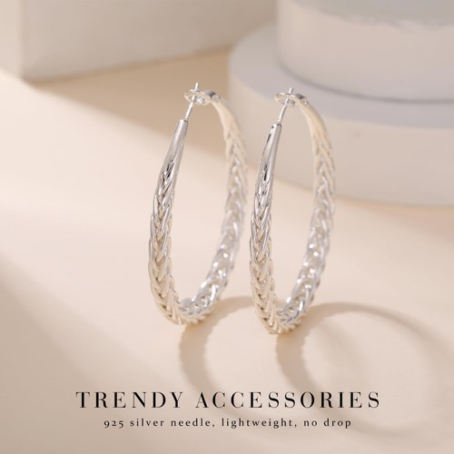 Senteria Silver Hoop Earrings for Women 925 Sterling Silver Hoop Earrings Hyp... - Picture 6 of 7