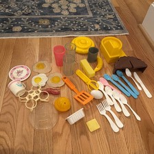 1987 Fisher Price, PlaySkool Fun with Food Toy Play Kitchen Food Utensils Lot