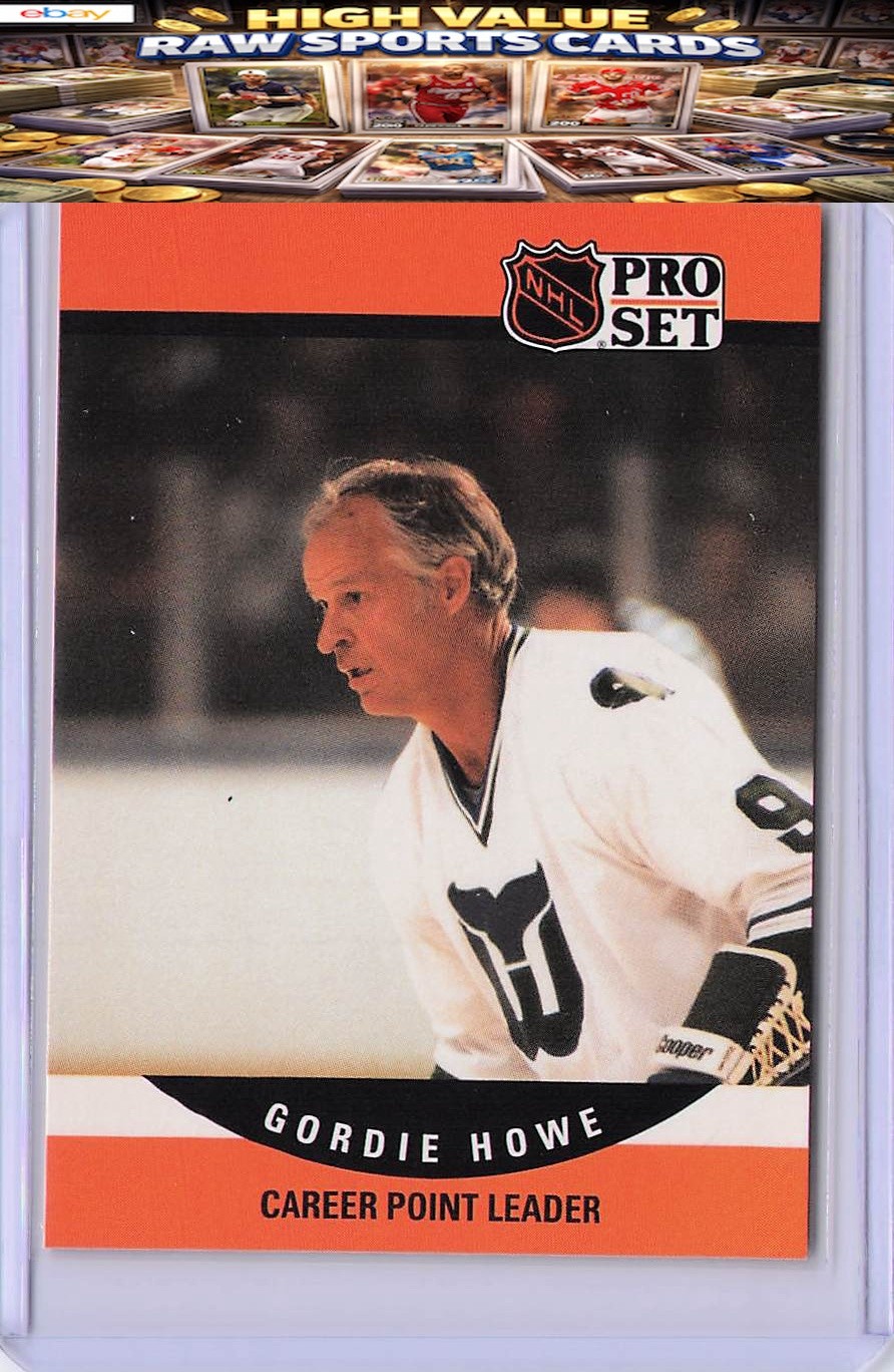 1990-91 Pro Set #654a Gordie Howe Seasons 32 heading on back