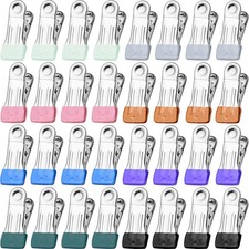 Clothes Pins for Hanging Clothes, 32 Pack Stainless Steel Colored Clothespins...