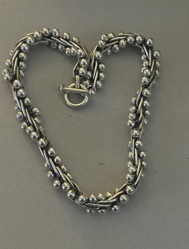Taxco Mexico Sterling Silver DNA Link Peppercorn Necklace 163G. BEAUTIFUL PIECE - Picture 6 of 12