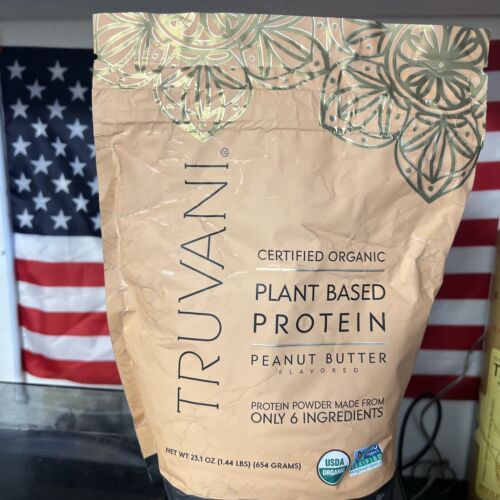 Truvani Plant Based Organic Protein Powder Peanut Butter 1.44 lbs Ex 10/25