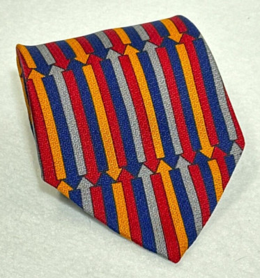 Vintage Vicky Davis Striped Arrows 100% Silk Mens Necktie Multicolor Made in USA