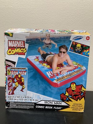 Marvel Comic Book Float Inflatable Iron Man Pool Raft NEW Open  Box