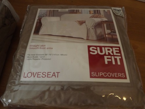 NEW SURE FIT SLIPCOVERS micro seude SAND CHOOSE SOFA or LOVESEAT NIP - Picture 9 of 21