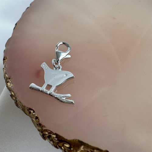 Sterling Silver Simple Bird on a Branch Clip on Charm Birds Wildlife Garden Char - Picture 5 of 8