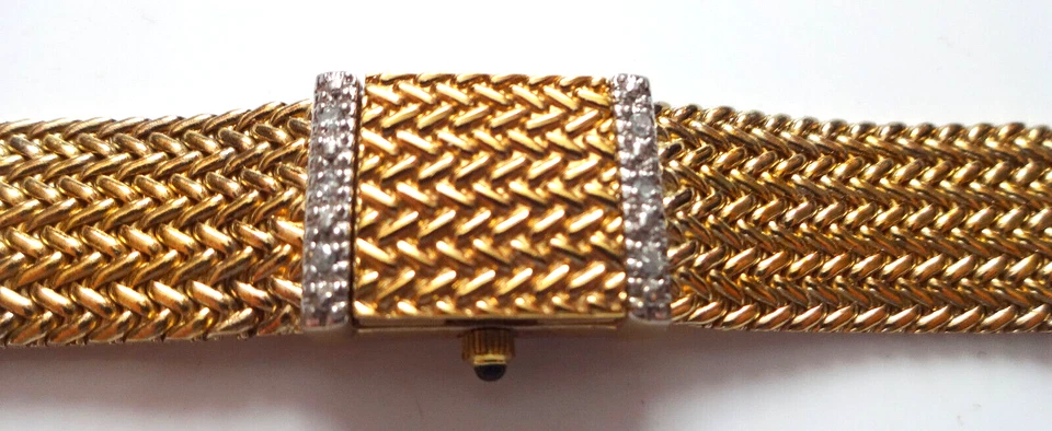 Anne Klein Diamond Swiss Watch Gold Plated Mesh Bracelet Hiden Face - Image 4 of 4