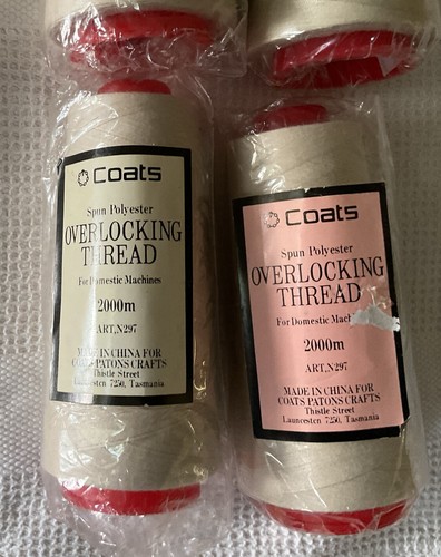 4 x Coats Spun Polyester Overlocking Thread Colour Beige - Picture 3 of 4