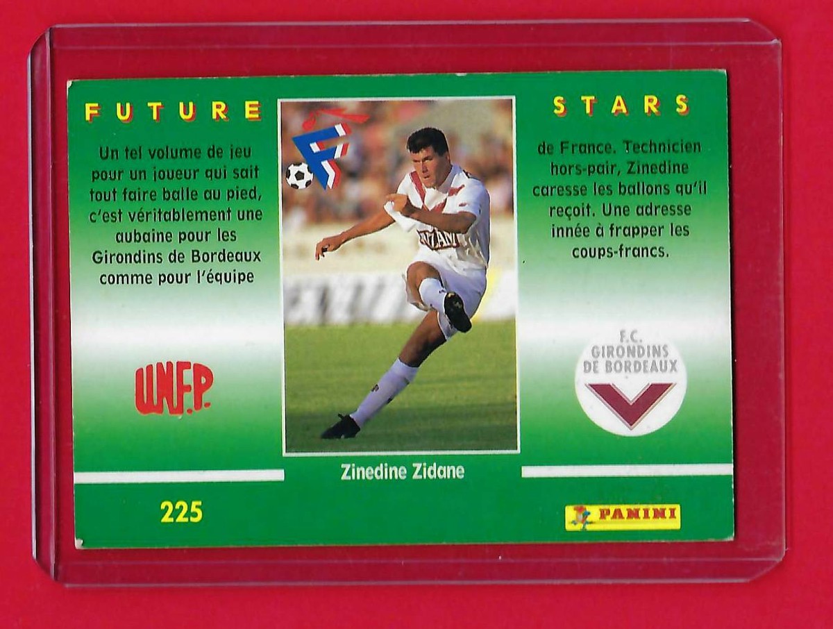 225 ZINEDINE ZIDANE ROOKIE BORDEAUX CARTE PANINI FOOTBALL
