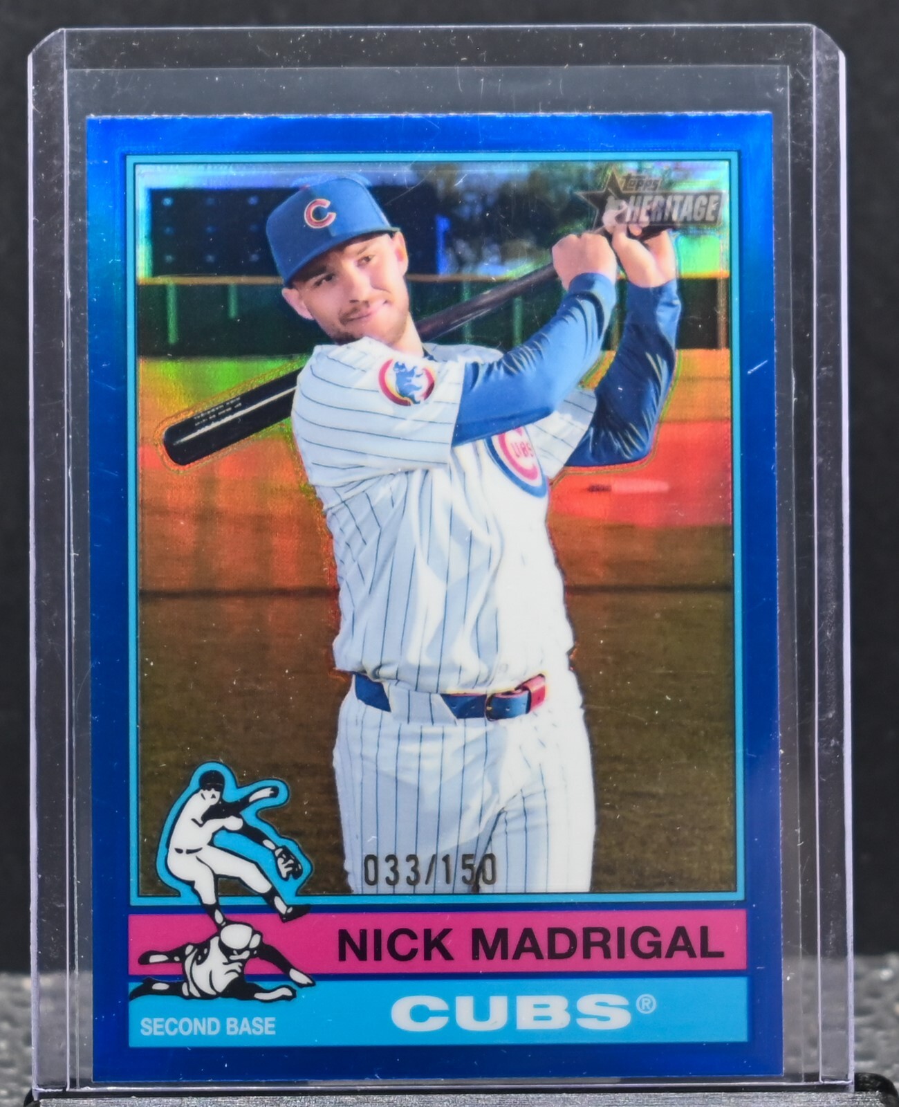 Nick Madrigal 2025 Topps Heritage Blue Refractor Chrome /150 Cubs