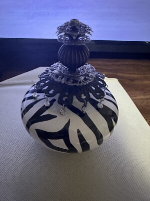 Vintage 2003 Donachelle Zebra Print  miniature oil porcelain lamp