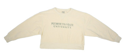 Chica-D Plymouth State University Cream Crop Ribbed Pullover Sweatshirt Womens M