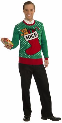 Adult Nice Christmas Stocking Sweater - Medium Size