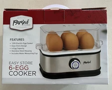 Parini Cookware 6-Egg Cooker  Easy Store Stainless  Electric  new in open box