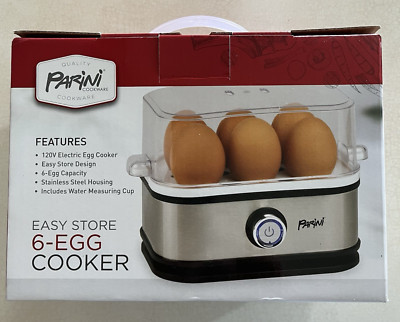 Parini Cookware 6-Egg Cooker  Easy Store Stainless  Electric  new in open box