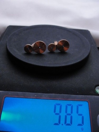 Nachlass 14K Gold Duo-Kreis Manschettenknöpfe mit Sunburst Design & mittleren Saphiren   - Bild 5 von 5