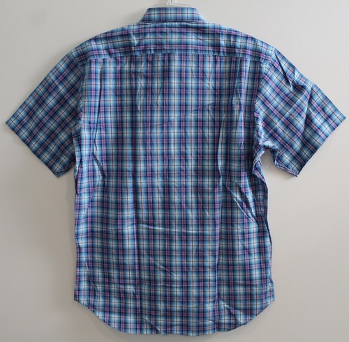 Thomas Dean Herren blau lila kariert S/S Knopfleiste Hemd neu mit Etikett $ 110 Größe S - Bild 5 von 5