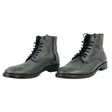 Mark Mason Men's Ankle Boots Size 10.5 Distress Black Leather Zip Lace Up Shoes