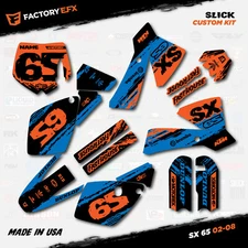 Orange & Blue Slick Racing Graphics Kit fits 02-08 KTM 65sx 65 sx Decal Sticker
