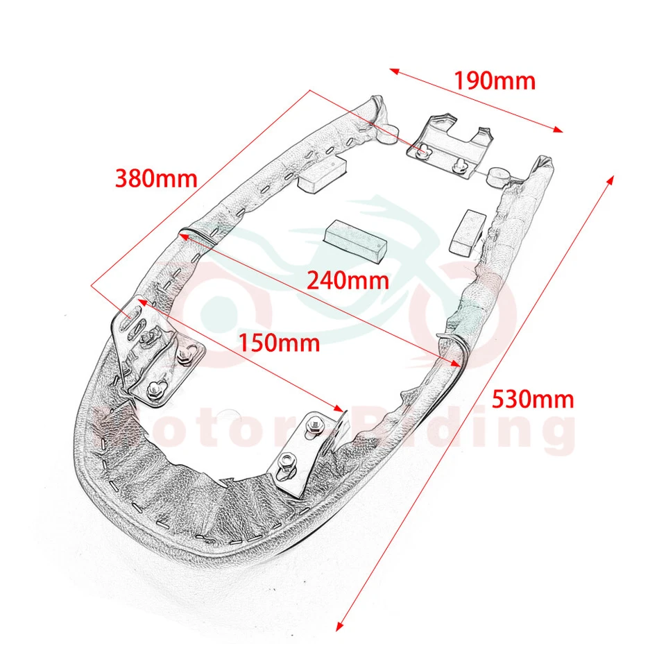 Universal Motorcycle Cafe Racer Seat Flat Hump Saddle For Honda GB Suzuki Yamaha - Image 3 of 4