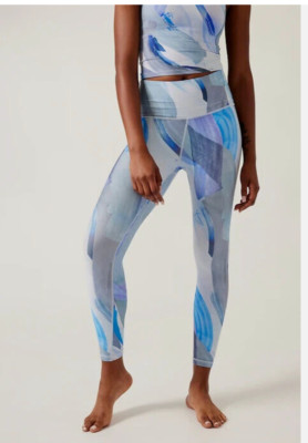NWOT Athleta Elation Ultra High Rise 7/8 Leggings in Vibrance Snowfall Blue 3X