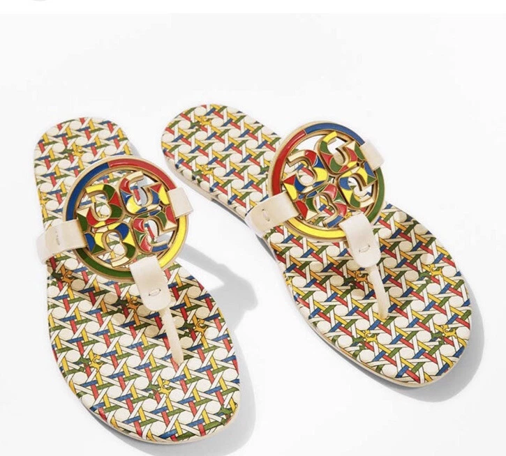 Tory Burch tory ENAMEL MILLER SOFT SANDAL in Basket Weave Combo